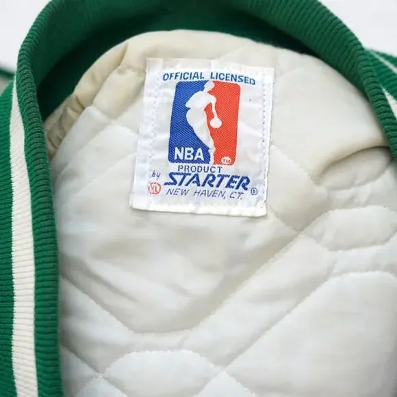 Vintage 90s Starter Boston Celtics Satin Bomber Jacket Mens XL